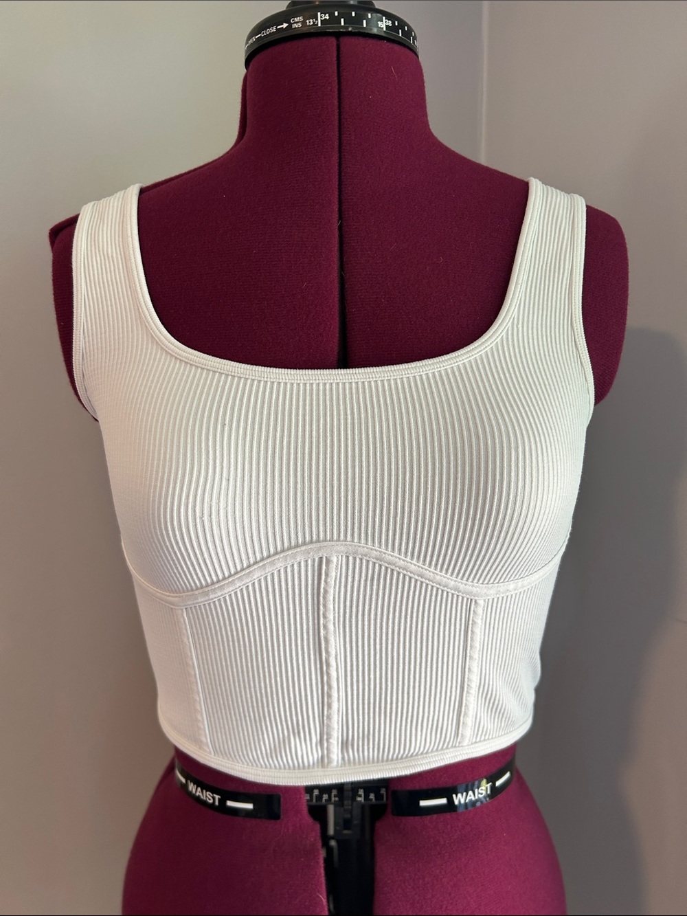 Nikibiki White Ribbed Cropped Tank Top